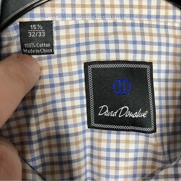 David Donahue checked button down shirt size 15.5 - Picture 3 of 4